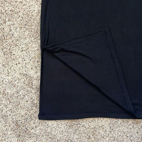 NWT Nordstrom Chelsea 28 Black Soft Ribbed Sweater Knit Side Slit Midi Skirt Med - Picture 3 of 7